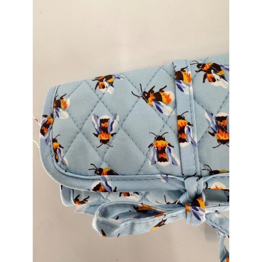 Vera Bradley‎ Jewelry Roll Women OS Blue Bee's Knees Quilted Travel Organizer